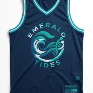 Emerald Tides Custom Navy- Green Authentic Throwback Basketball Jersey