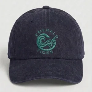 Emerald Tides Navy Blue Embroidered Hat