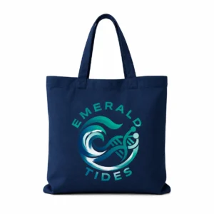 Emerald Tides Navy Blue Tote Bag