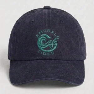 Emerald Tides Navy Blue Embroidered Hat